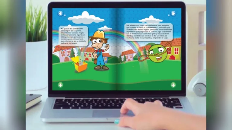 Pantalla de computador mostrando experiencia web interactiva de juguete didáctico con juegos tradicionales nariñenses desarrollado por Ingenia Estudios