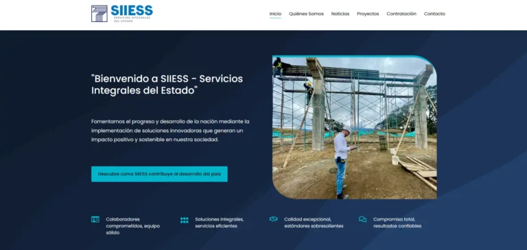 Captura de la página de inicio del sitio web de SIIESS mostrando diseño institucional moderno
