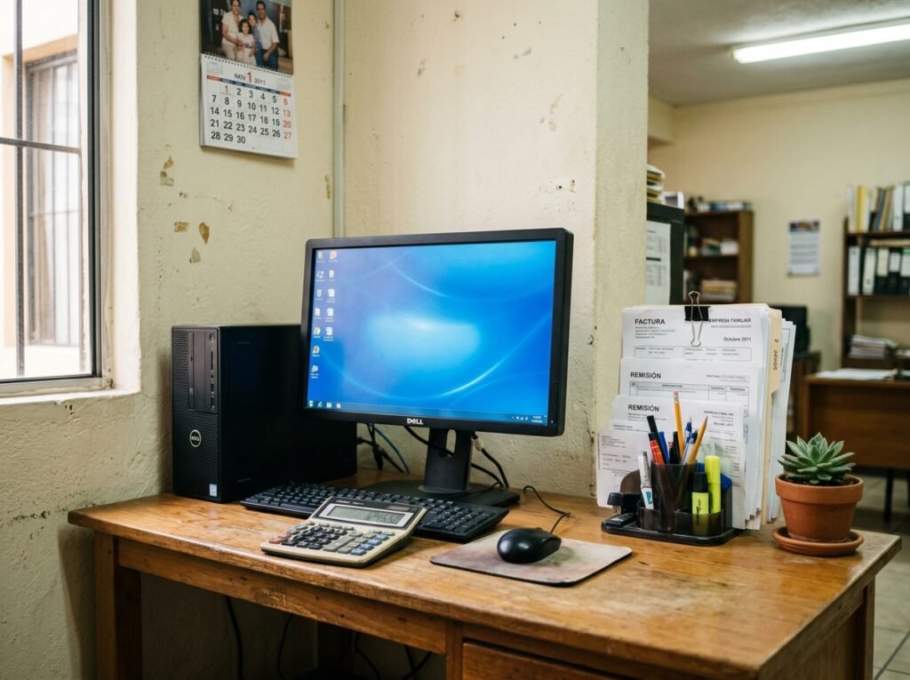 Computador de oficina desde el que se hacen pagos y transferencias bancarias