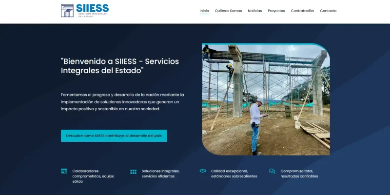 Captura de la página de inicio del sitio web de SIIESS mostrando diseño institucional moderno