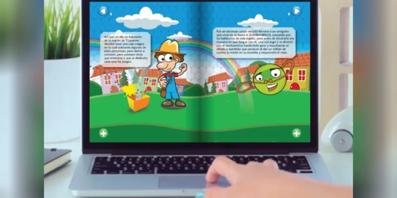Pantalla de computador mostrando experiencia web interactiva de juguete didáctico con juegos tradicionales nariñenses desarrollado por Ingenia Estudios